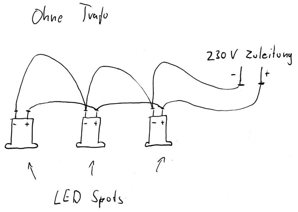 LED Spot Anschluss ohne Trafo